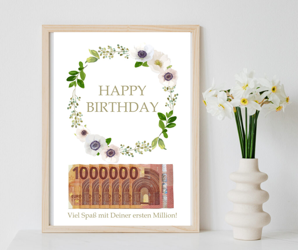 Personalisierte Geldgeschenk-Bilderrahmen – 'Deine Erste Million' Für Geburtstag, Geschenk Für Jungen & Mädchen